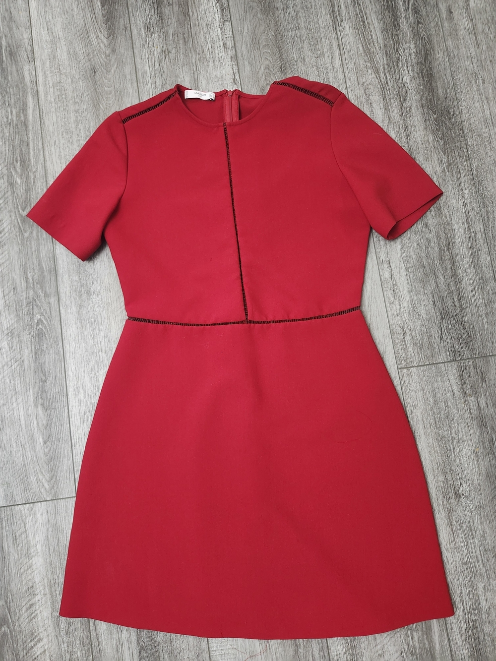 Red Short-Sleeve A-Line Dress